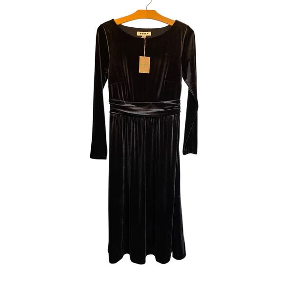 Boden Dresses & Skirts - NWT Boden Abigail Velvet Midi Dress Black Long Sleeve Witchy Office Holiday 6